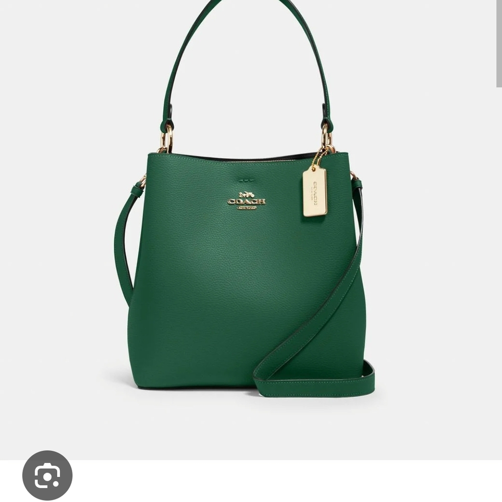 Coach Green Shoulder Bag with Gold Accents
